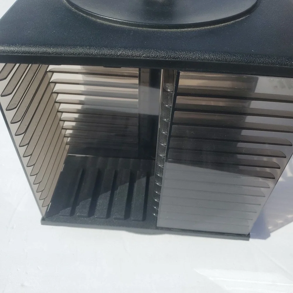 CD Carousel Rack Tower Storage‎ Holder Plastic Round Black Vintage Retro - Picture 3 of 9
